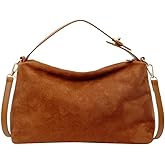 Ann Bully Suede Bags for Women Brown Leather Hobo Bags Slouchy Tote Handbag Vintage Sude Purse with Adjustable Strap