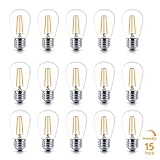 Brightech Ambience PRO LED S14 2 Watt Soft White 2500K Dimmable Bulb - Equal To 20-25W Incandescent Bulbs - Outdoor String Lights - Edison-inspired Exposed Filaments Design- 15 Pack - E26 Base