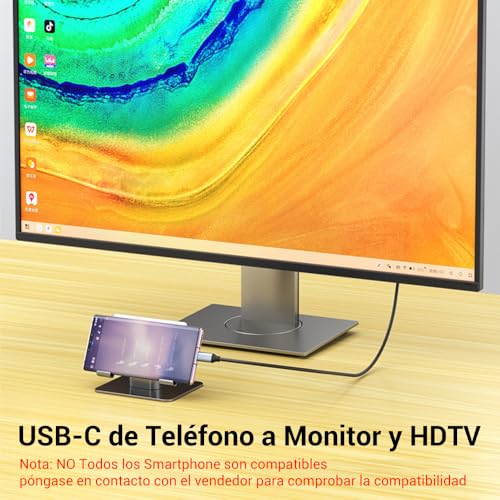 Cable USB C a HDMI 2M, Cable USB Tipo C a HDMI, 4K 60Hz HDMI a USB C Cable HDMI a Tipo C Compatible con MacBook, Samsung Galaxy, Huawei, Teléfonos Móviles, Computadoras, Monitores