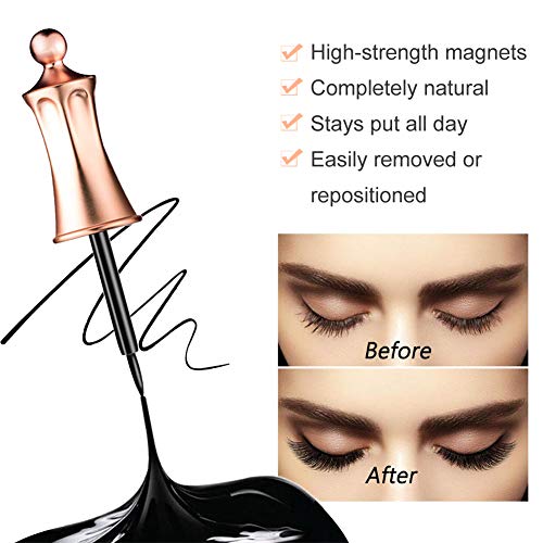 Magnetic Eyeliner and Lashes, Magnetic Eyeliner, Magnetic Eyelashes, Waterproof Magnetic Eyelashes With Eyeliner, Eyelashes With Natural Look - Comes With Tweezers