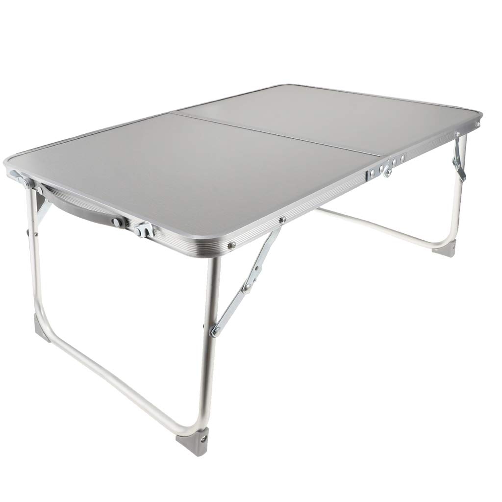 Prettyia ピクニックテーブル シルバー キャンプ ベッドルーム アルミ合金折りたたみ式テーブル アウトドア ベッドデスク B07hbd1wwk ノートパソコンサポート チェアベンチ かわいい
