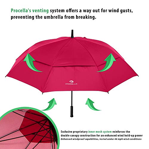 Procella Golf Umbrella Windproof 62 Inch Large Umbrella Automatic