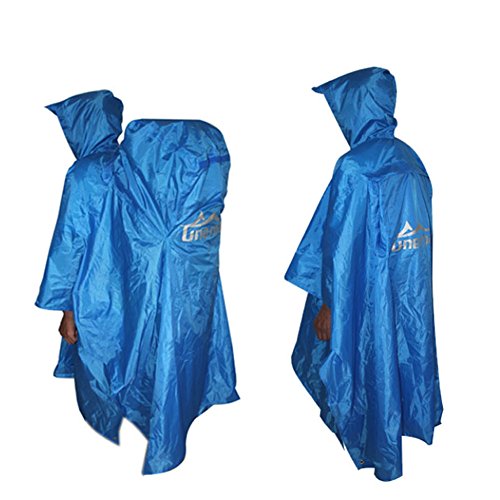 A.B Crew 3 in 1 Lightweight Backpack Rain Poncho Outdoor Raincoat for Travel Camping Hiking Dampproof Mat Sunshade Large 55X90" Blue - Thumbnail 7