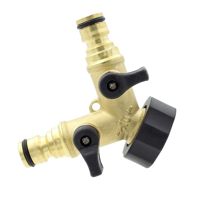 BTSKY TM Messing massiv Doppelter Hahn-Adapter, mit individuellen An/Aus-Ventilen
