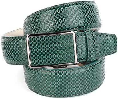 Anthoni Crown Leather Men`s Belt Green 36"-46" with Black Metallic Automatic Buckle/37kr50 (36)