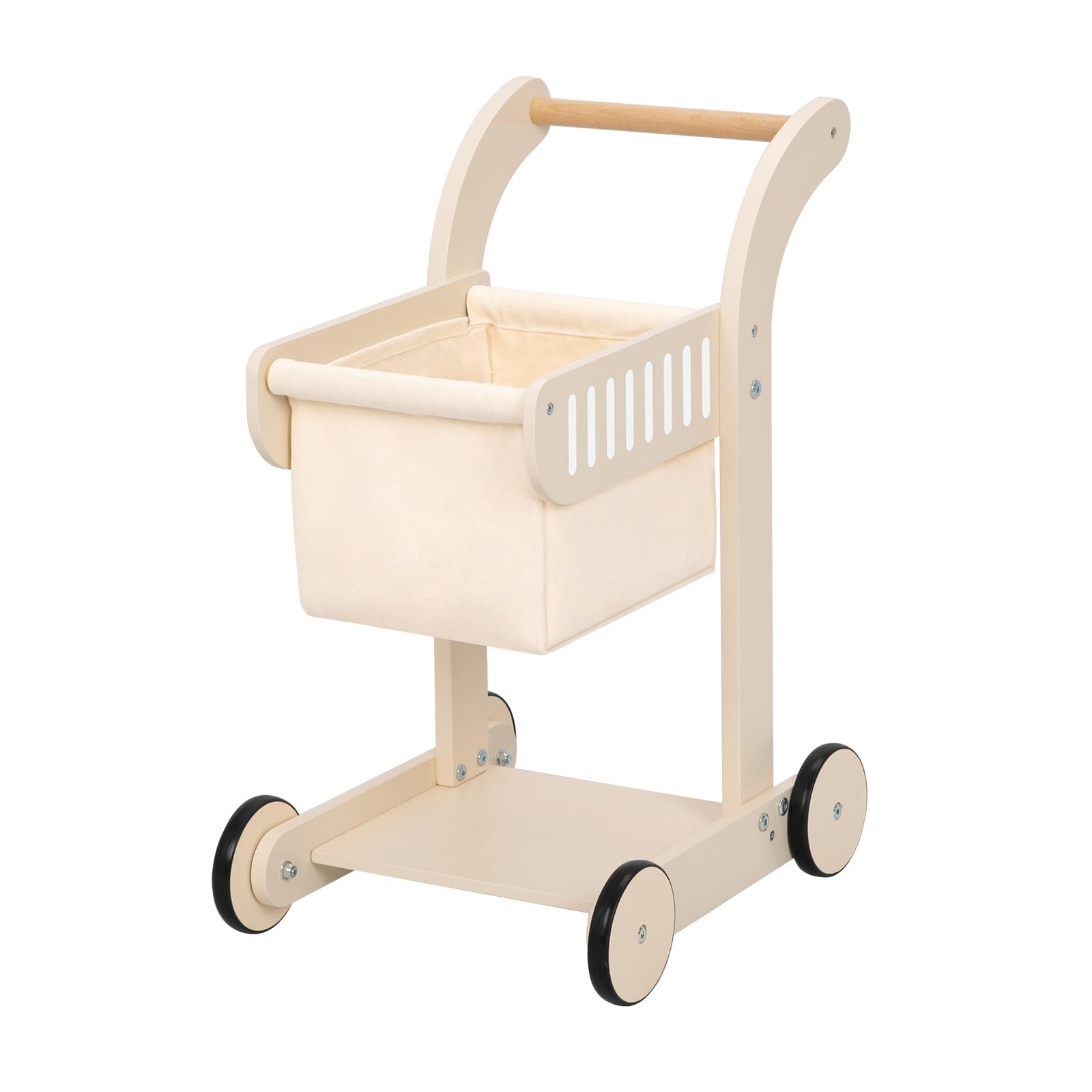 Photo 1 of (missing pieces)(sold for parts) OOOK Baby Push Walker Doll Stroller, Wooden Baby Walker for Girls and Boys, Kids Shopping Cart for Toddlers, Kids Stand Learning Walker with 4 Wheels
