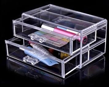 Amazon Com Luxury Acrylic Cosmetic Organizer Makeup Box 2 Drawers