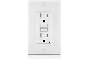 Leviton GFCI Outlet, 15 Amp, Self Test, Non Tamper-Resistant with LED Indicator Light, Protection from Electric Shock and Electrocution, GFNT1-W, White