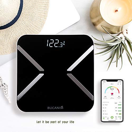 Bucanim Digital Smart Scale Body Fat Analyzer Bluetooth Scale Step-on Digital Weight Bathroom Scale