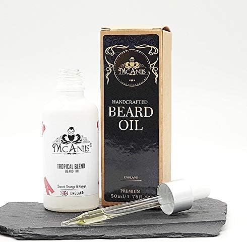 McAniis Beard Oil for Long Beard Make Your Beard Itch & Dandruff Free for Asian & Black Men-Sweet Orange & Mango Scent with Tropical Mango & Orange Oil