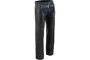 Milwaukee Leather Chaps for Men's Black Premium Leather - Classic Jean Style Pockets Motorcycle Chap - SH1101TALL - Large-Tall