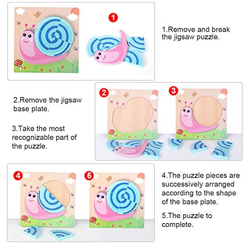 image for Sealive Animal Chunky Puzzle for Toddlers, 4 Pack Wooden Pegged Puzzle