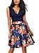 Miusol Women's Casual Flare Floral Contrast Evening Party Mini Dress, Navy Blue, Small