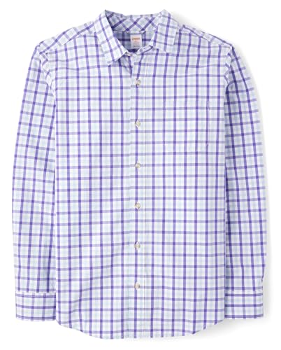 Gymboree,Mens,Dad and Son Matching Long Sleeve Button Up Shirt,Purple Plaid,Medium (Adult)