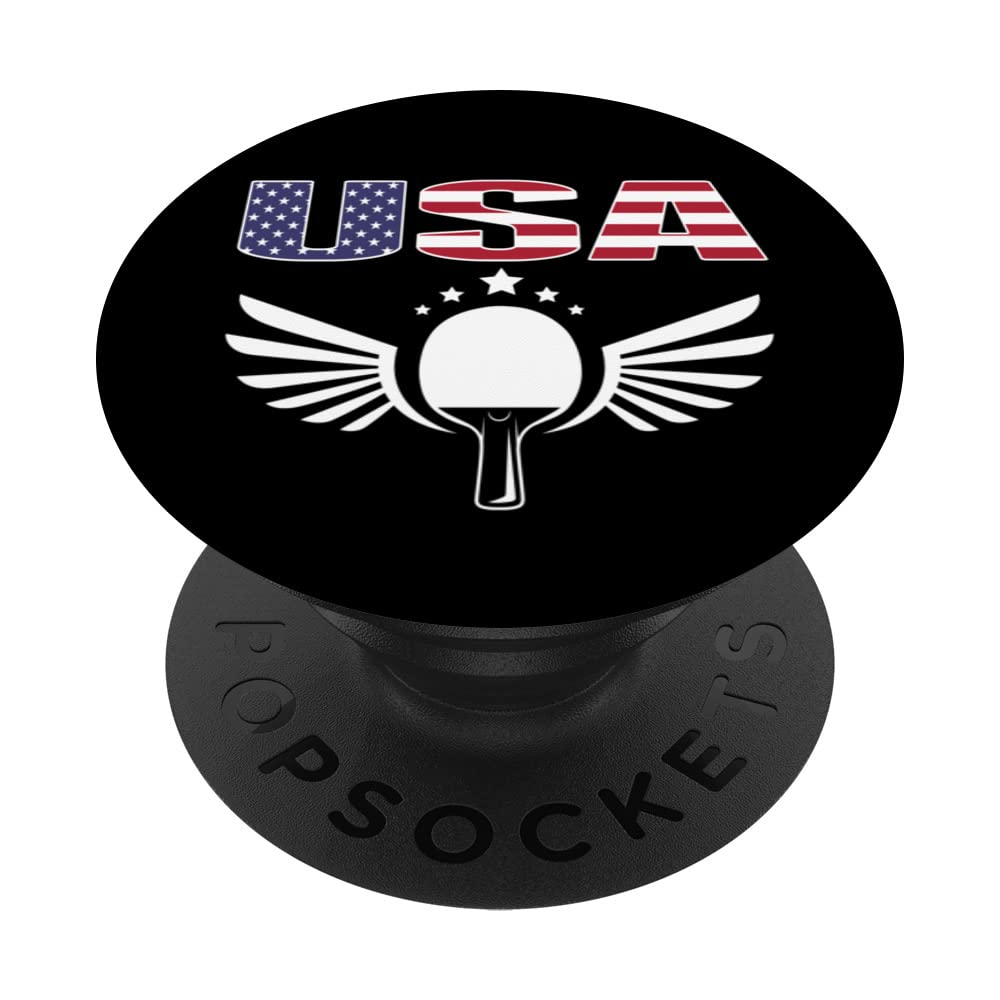 America Ping Pong Lovers US Flag Table Tennis Team Supporter PopSockets Swappable PopGrip
