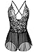 Kissria Sexy Lingerie, Women Sexy Open Crotchless Panties Lace See-Through Lingerie Babydoll Plus Size