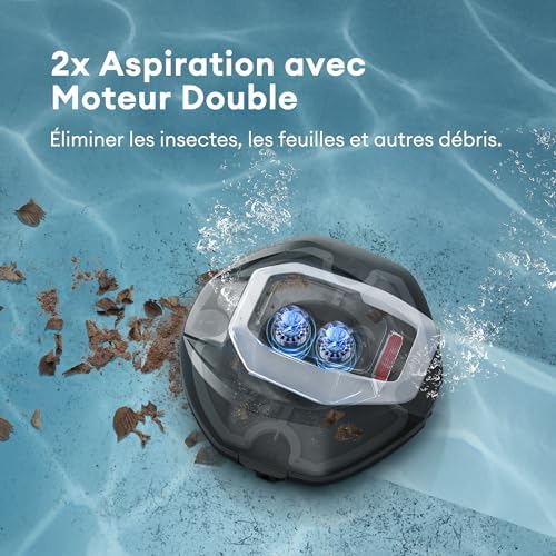 Robot Piscine sans Fil, Conception de Récupération sans Crochet, Aspirateur Piscine Automatique Auto Stationnement, Moteurs Doubles, Convient à Une Large Gamme de Piscines
