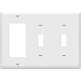 ENERLITES 3-Gang 2 Toggles and 1 Decorator/GFCI Combination Wall Plate | Glossy finish white, 4.50" x 6.38" with screws. Fits two toggle switches and one rocker device, UL listed.