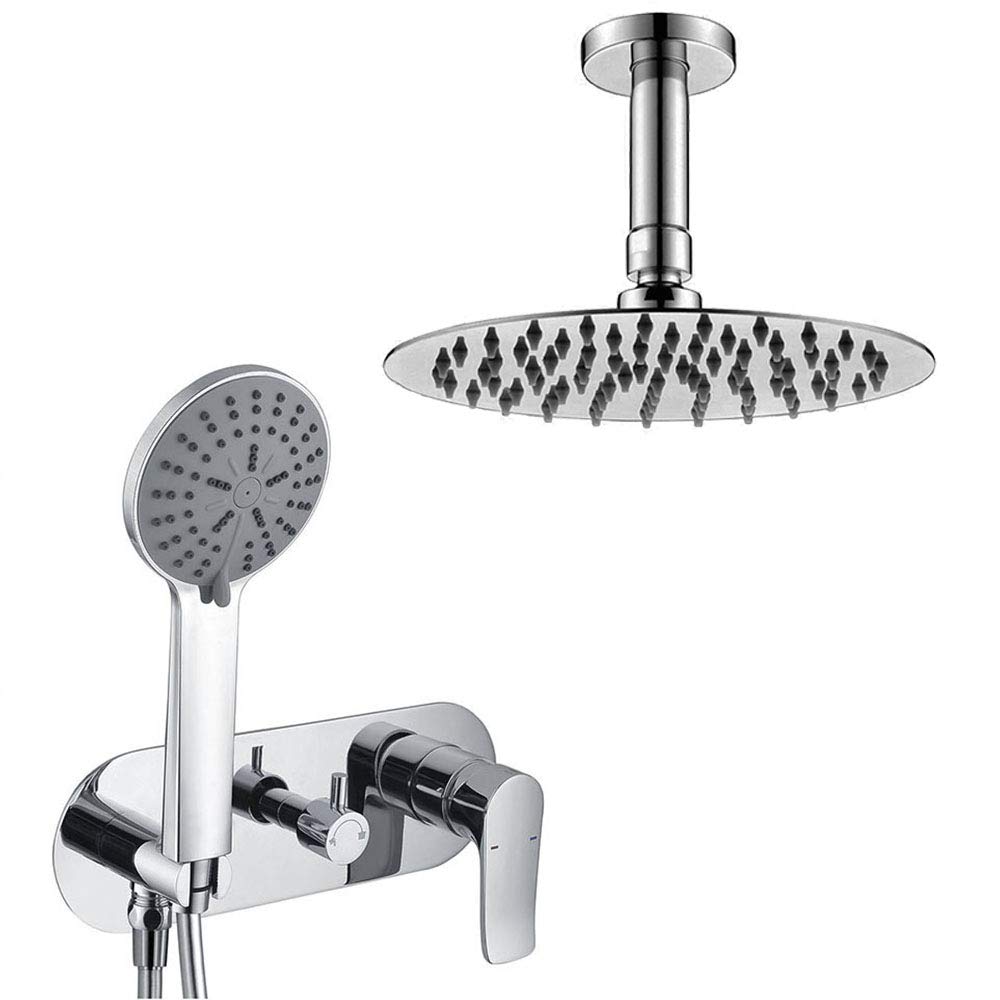Oxen 494351 SAR Flush Mixer Tap Ceiling Outlet Includes: Extra Flat Sprinkler, Bracket, Flexo, Handle and Recessed Shower Arm with Chrome Gloss Finish