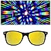 GloFX Ultimate Diffraction Glasses | 3D Prism Rainbow Effect | Great Edm, Concert, and Rave Accessory | Red and Black Frame with Gold Mirror Firework Lenses
