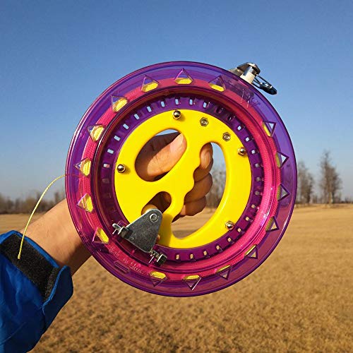 Mint's Colorful Life Kite String Reel Winder 7inches Dia with 600 feet Line (60 lbs) for Kids/Teens, Purple