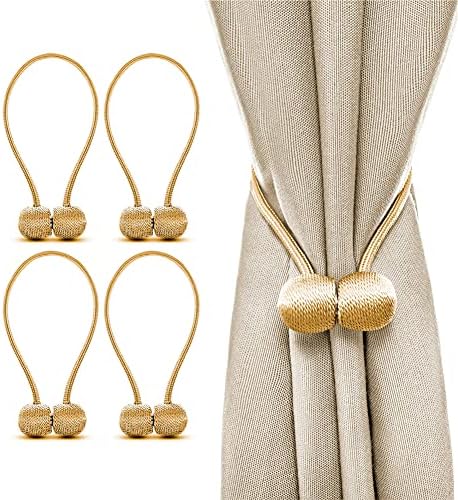 BEL AVENIR Magnetic Curtain Tiebacks – Pair Of Woven Rope Clips With Magnets