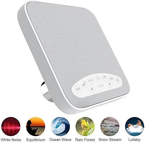 White Noise Machine, Sleep Sound Machine, Sound Therapy Machine with 3 Timers &amp; 6 Natural Sounds, Ideal for Tinnitus Sufferers, Light-sleepers, Babies etc. by KEY IDEA (White)