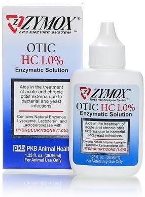 Zymox Enzymatic Ear Solution with 1.0% Hydrocortisone, for Dog &amp; Cat, 1.25 oz.