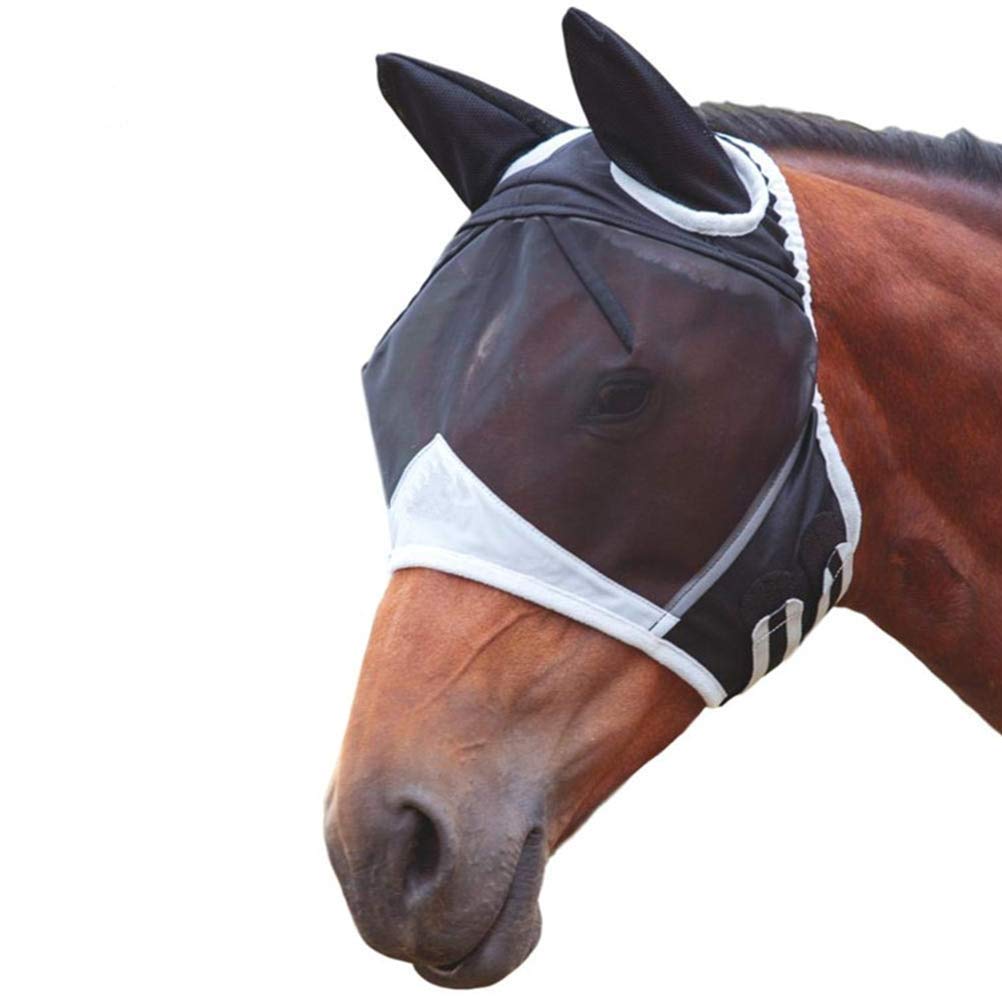 StyleloveStylelove Fine Mesh Fly Mask With Ears & Nose, Breathable Horse Mask Anti Mosquito Horses Mask Translucent Mask for Horse