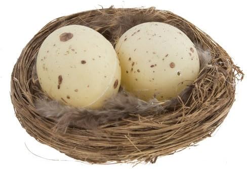 3 Inch Natural Twig Bird Nest With Eggs and Feathers -Great for Wedding Favors, Party Favors, Florals or Baby Showers