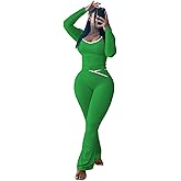 HBQ 2 Piece Sets For Women Casual Contrast Binding Crop Top and Flare Pants Lounge Sets Tracksuit