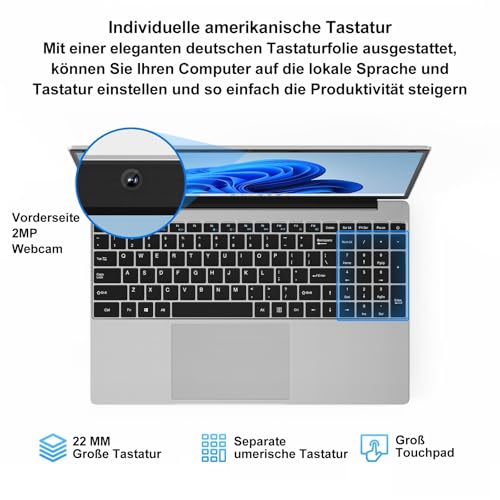 jumper Laptop 15.6 Inch FHD Display, 12GB RAM 512GB ROM TF Extend 512GB, 5205U Processor Notebook (up to 2.3GHz), 2 Stereo Speakers/USB 3.0/Type-C/10 Keyboard