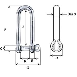 Wichard Captive Pin Long D Shackle - Diameter 5mm