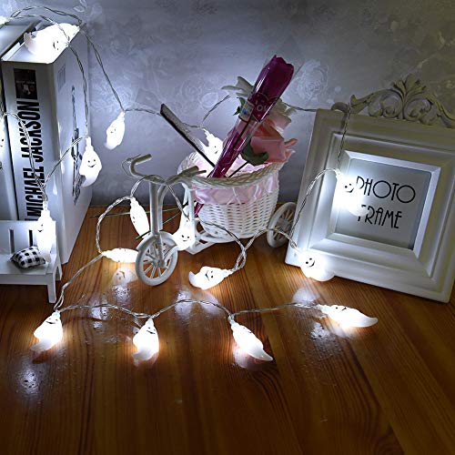 Elitlife Halloween Ghost String Lights, 14.7ft 30 LED Battery Operated Halloween Lights Waterproof White String Lights for Indoor Outdoor Halloween Decorations - Thumbnail 3