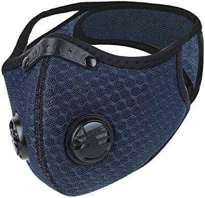 SENLIYA Dust Reusable Face Cover with Activated Carbon Filter and Valves,with 2 Replaceable Valves and 4 Replaceable Filters (Black)