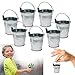 Mini Metal Buckets Pack of 6 Silver Pails with Handles Party Favor Wedding Souvenir Trick Or Treat Stocking Stuffer Tin Containers
