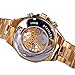 Luxury Watches for Men Mechanical Skeleton Stainless Steel Golden Timepieces Watch (A Gold Black)