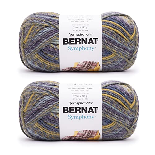 Bernat Symphony Royal Yarn - 2 Pack of 225g/8oz - Nylon - 5 Bulky - 309 Yards - Knitting/Crochet