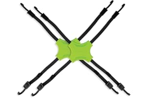 STAPLL Tack Strap 2 Pack, 4-Way Flat Bungee Cord with Rubber Pad Grip, Non-Slip Tie Downs Bungee Cord, Perfect for Camping, Truck, ATV, Off Road, Moving, Outdoor, Kayak, Cycling (Green)