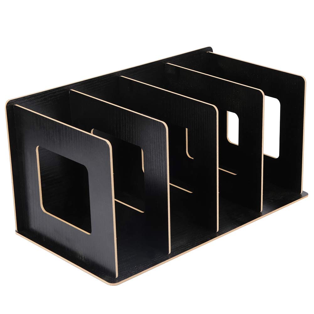 Garosa Wooden DIY Desktop Bookshelf Multifunctional Storage Rack Books DVD Storage Magazine Holder with Rubber Ring Bookcase Organizer for Students Kids Adult Office Supplies(black),Bookcase Bookshelf