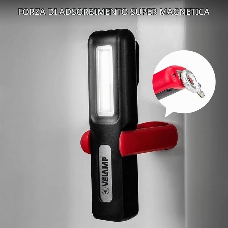 DAVY Lampada da lavoro LED ricaricabile – Doppia funzione – Tecnologia LED COB elevata luminosità – Con magnete e gancio – Ideale come luce di ispezione
