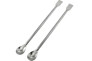 Maxmoral 2PCS Extended 30cm/11.8 inch Sampling Spoon, Lab Spatula, 2 in 1 Stainless Steel Lab Spoon Spatula/Laboratory Sampling Spoon Mixing Spatula, Reagent Sampling Spoon Spatula Tool