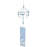 BENECREAT Japanese Wind Chimes Whale Pattern Glass Wind Bells Handmade Pendants for Birthday Gift, Home Christmas Party Decorations