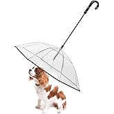 LESYPET Small Dog Umbrella, 29" Width Clear Dogs Umbrella Waterproof Dog Raincoat with Leash for Outdoor Walking Rainy Days