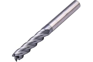 SEFHLI Solid Carbide Long End Mill(1Pc, 3/8"), AlTiN Coated, 4 Flute, 35° Helix, 3/8" Cutting Dia, 3/8" Shank Dia, 1-3/4" LOC, 4" OAL for Milling Alloy Steel, Hardened Steel, Iron, Copper, Square End