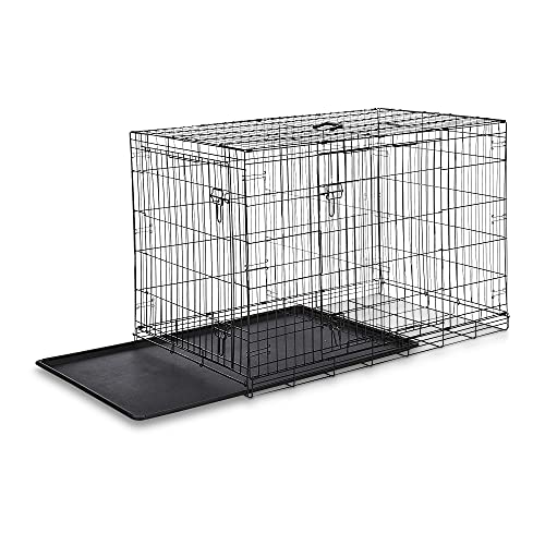 Amazon Basics Double Door Folding Metal Dog Crate Kennel with Liner