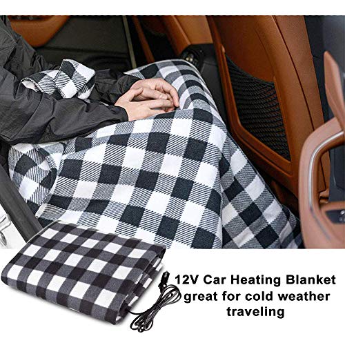 SeaHome Electric Car Blanket, 12V Heated Fleece Travel Throw Heating Blanket with AC Adapter for Car Auto Supplies RV - Great Cold Weather Supplies - Thumbnail 2