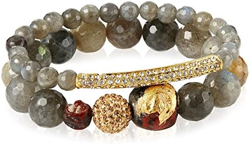 Devoted Labradorite Pave Bracelet Set, Gray
