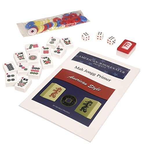 NEW! - American Mahjong Set by Linda Li - 166 White Tiles, 4 All-In-One Rack/Pushers, Blue Paisley Soft Bag - Classic Full Size Complete Mahjongg Set