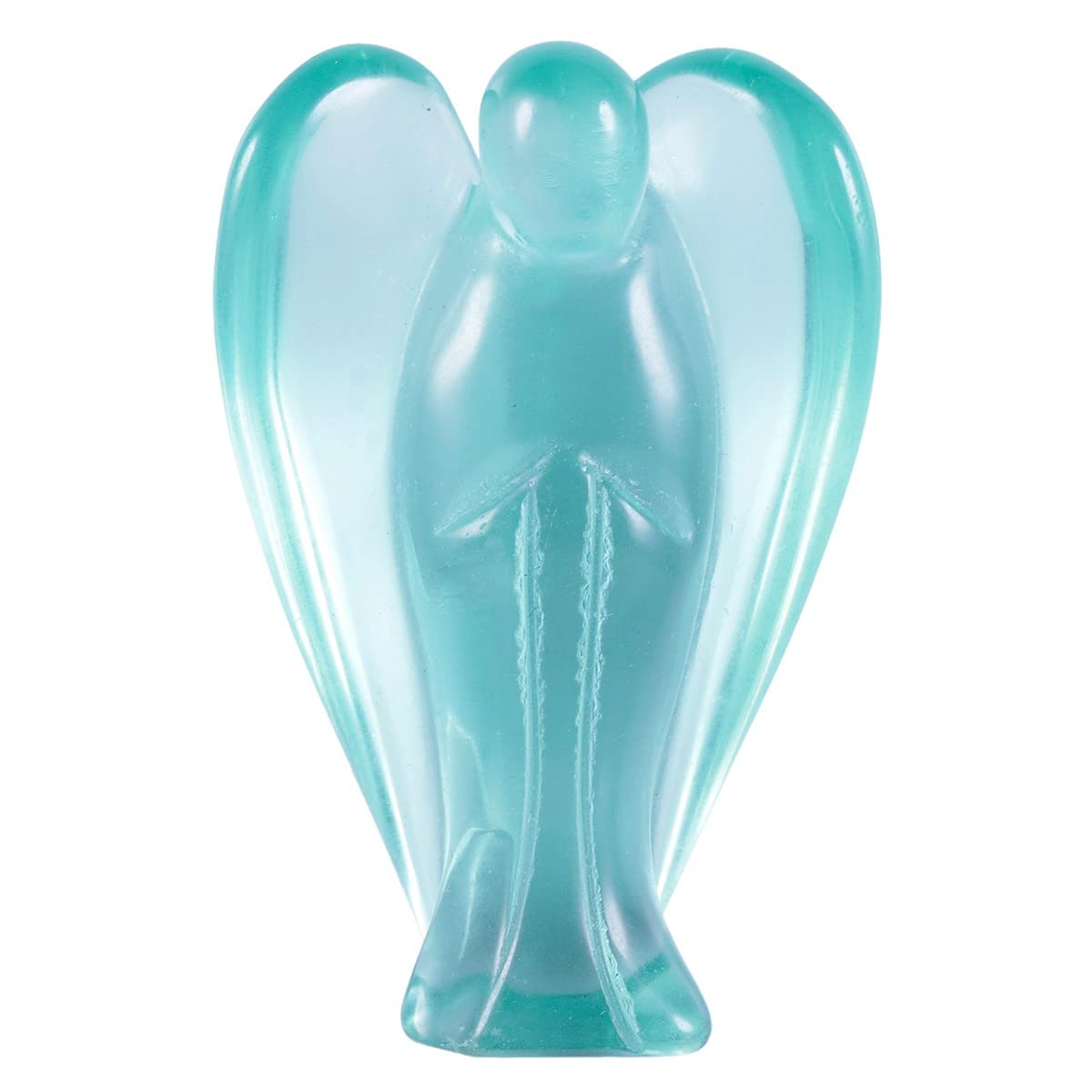 KYEYGWO Angel Gemstone Crystal Guardian Angel Statues, Pocket Peace Angel Lucky Charm Reiki Fengshui Desk Ornaments 2.75" Glass